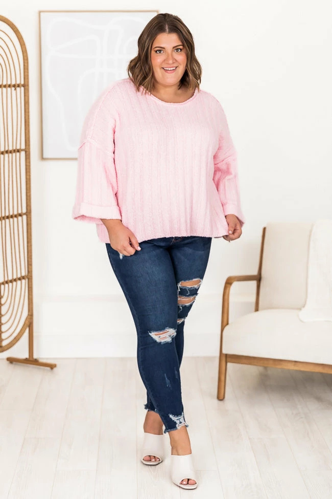 Best Sale 😉 Pink Lily Let's Be Friends Pink Textured Sweater 🔔 - Image 13