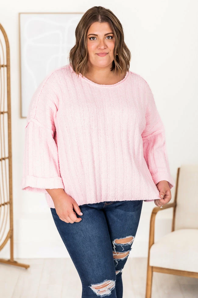 Best Sale 😉 Pink Lily Let's Be Friends Pink Textured Sweater 🔔 - Image 14