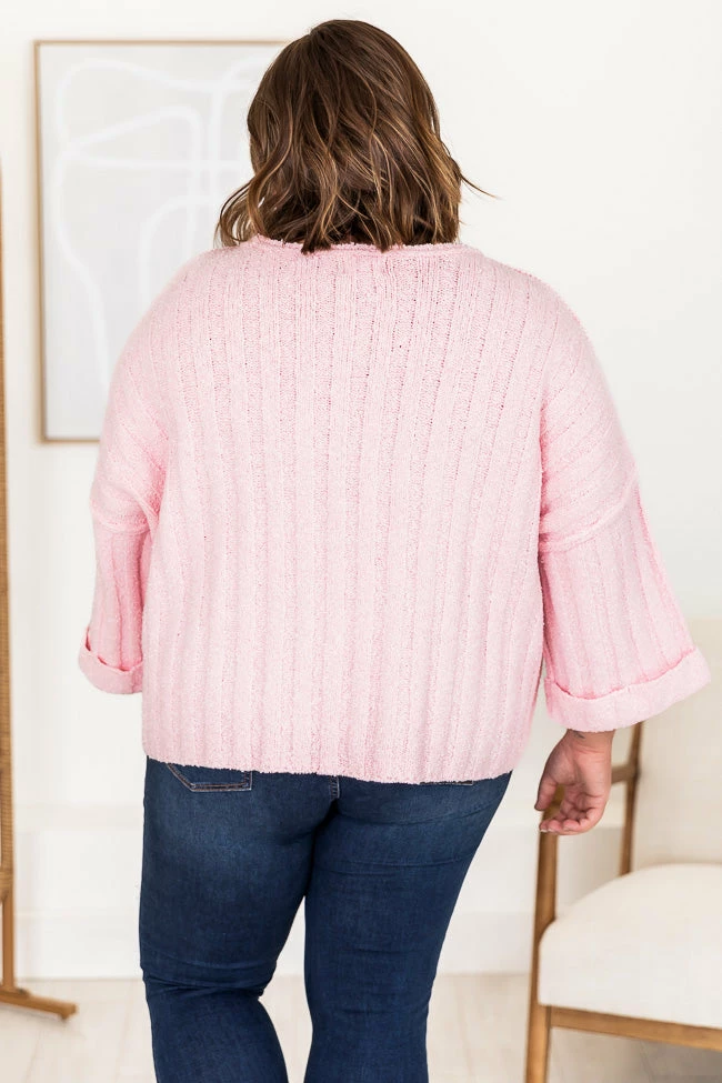 Best Sale 😉 Pink Lily Let's Be Friends Pink Textured Sweater 🔔 - Image 16