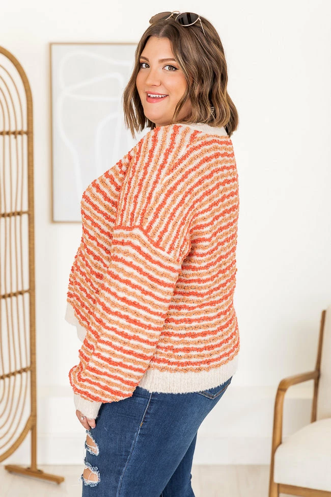 Budget โ๏ธ Pink Lily Smitten By You Fuzzy Orange Striped V-Neck Sweater FINAL SALE ๐ - Image 17