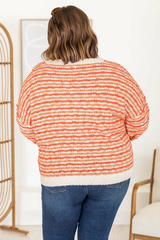 Budget โ๏ธ Pink Lily Smitten By You Fuzzy Orange Striped V-Neck Sweater FINAL SALE ๐ - Image 18