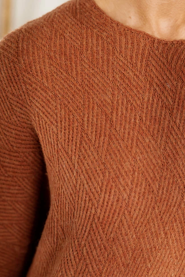 Best Pirce 🛒 Pink Lily Just That Simple Rust Herringbone Sweater FINAL SALE ✔️ - Image 4