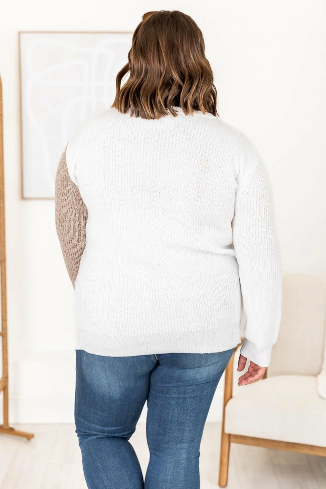 Budget 🤩 Pink Lily Cozy Up To You Brown Colorblock Crewneck Sweater ❤️ - Image 16