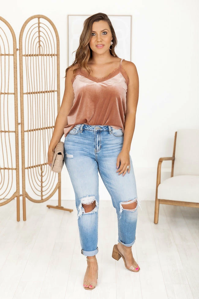 Budget ⭐ Pink Lily Wide Open Spaces Blush Velvet Cami FINAL SALE 🎉 - Image 7