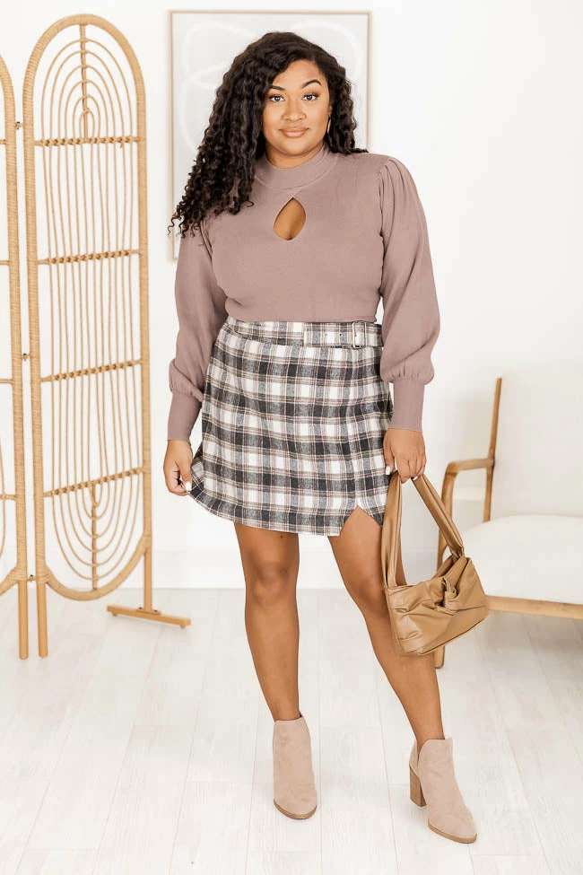 Promo ๐งจ Pink Lily Getting Good Brown Keyhole Mock Neck Sweater ๐ - Image 10