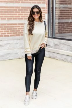 Best Pirce ❤️ Pink Lily Keep It Lovely Custard Oversized Sweater ✔️