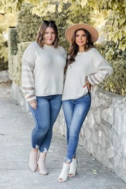 Top 10 🔔 Pink Lily Make It Yours Olive Striped Sweater ✔️