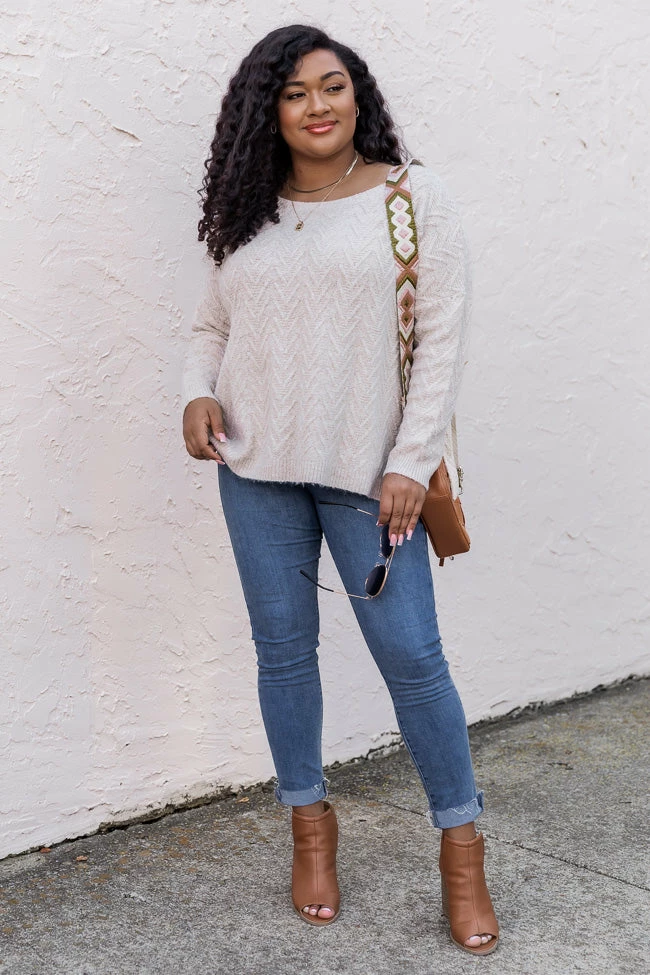 Coupon π Pink Lily Candid Feelings Beige Boat Neck Textured Sweater FINAL SALE β¨ - Image 7