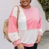 Best deal ⭐ Pink Lily Love You Better Coral Colorblock Patchwork Sweater 🔔