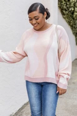 Discount ๐ Pink Lily If I Ain't Got You Cream Multicolor Swirl Sweater โญ