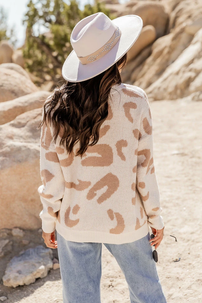 Discount 😀 Pink Lily Wild Expectations Taupe And Ivory Cheetah Print Sweater 🥰 - Image 10