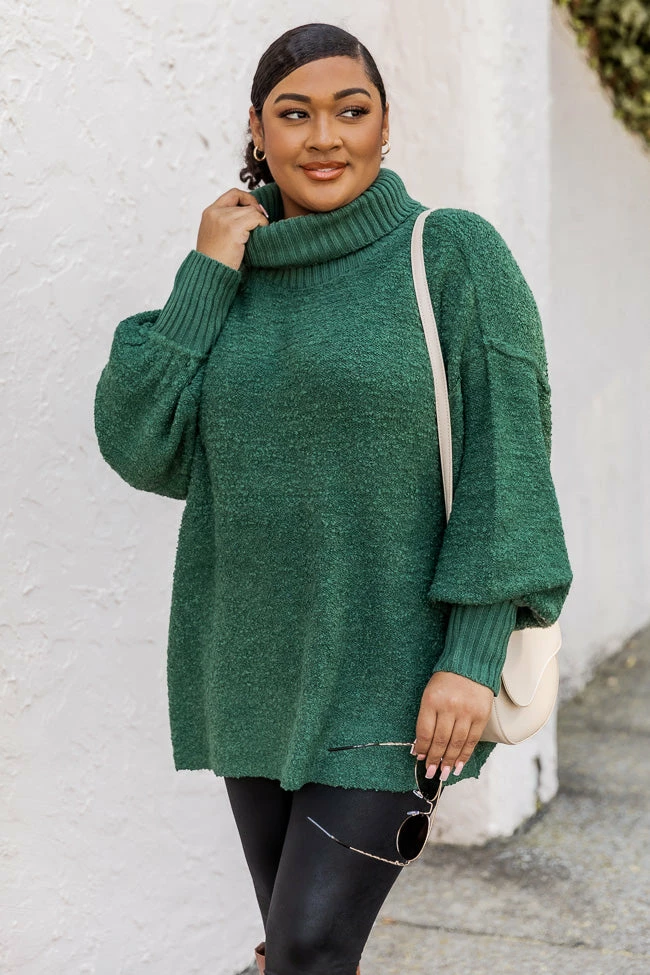 Outlet π Pink Lily Haven't You Heard Hunter Green Turtleneck Sweater βοΈ