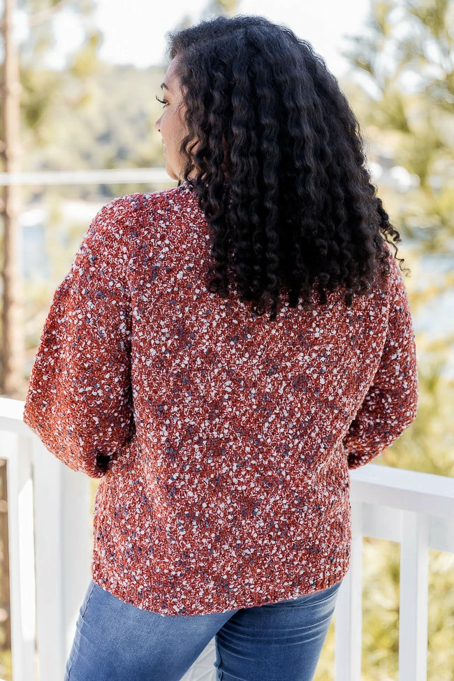 Flash Sale 🎁 Pink Lily Bonfire Promises Rust Confetti Mock Neck Sweater FINAL SALE 🔔 - Image 5