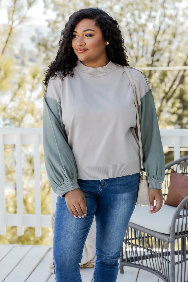 Promo π― Pink Lily Longing For Fall Beige Colorblock Mock Neck Sweater FINAL SALE β¨ - Image 7