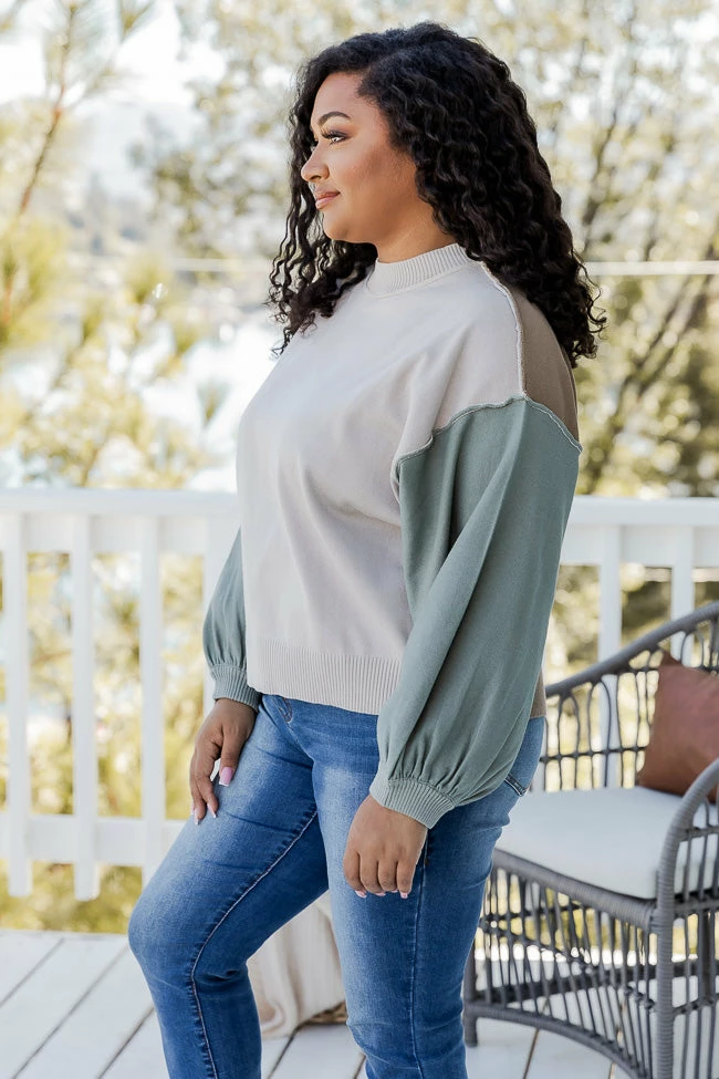 Promo π― Pink Lily Longing For Fall Beige Colorblock Mock Neck Sweater FINAL SALE β¨ - Image 8