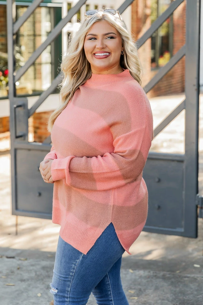 Flash Sale โจ Pink Lily Ain't It Fun Coral Striped Sweater ๐งจ - Image 4