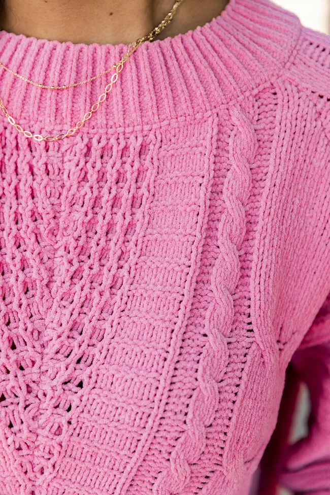 Discount ๐ Pink Lily Feeling Close To You Pink Wide Neck Chenille Sweater ๐ฅ - Image 4