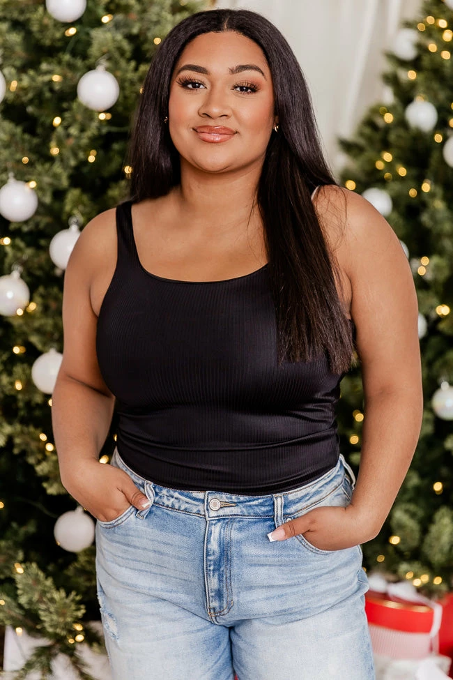 Best Pirce β Pink Lily You Know Better Black Ribbed Layering Tank π - Image 2