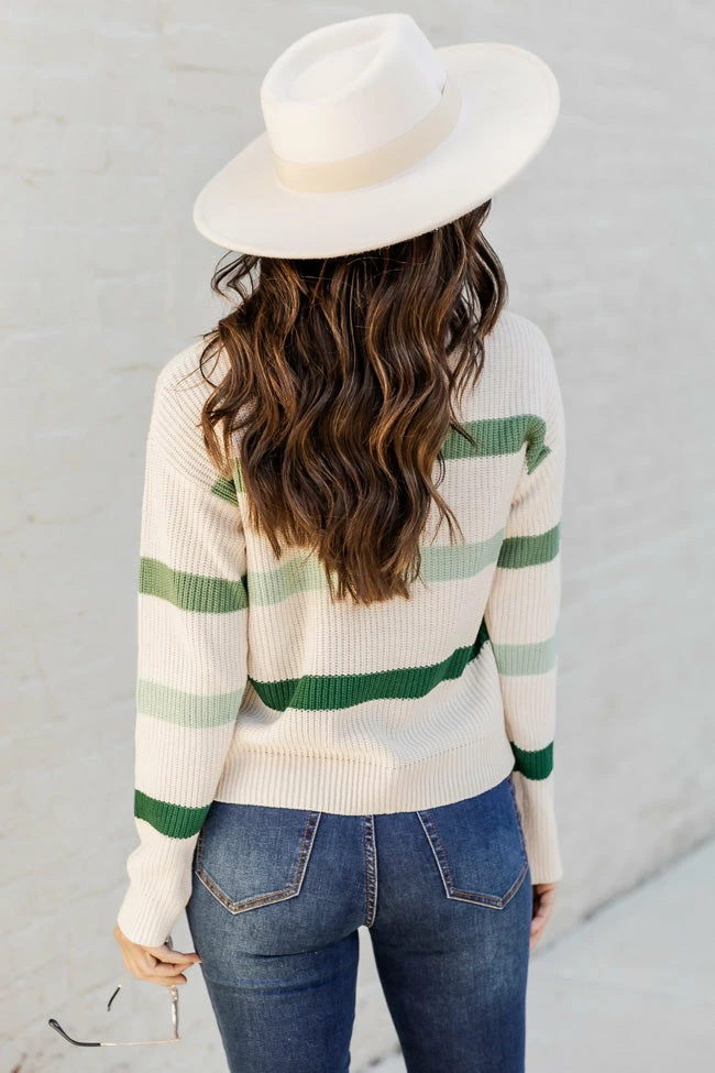 Hot Sale 🌟 Pink Lily Always On Trend Green Striped Turtleneck Sweater ⭐ - Image 9