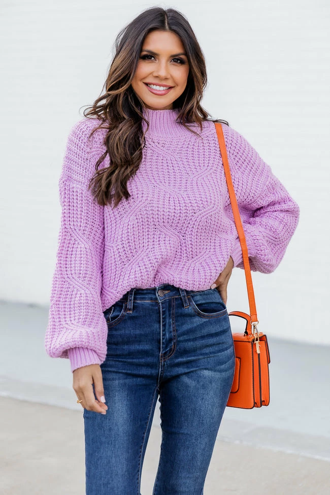 Deals 🎁 Pink Lily Find You Home Purple Mock Neck Sweater ❤️