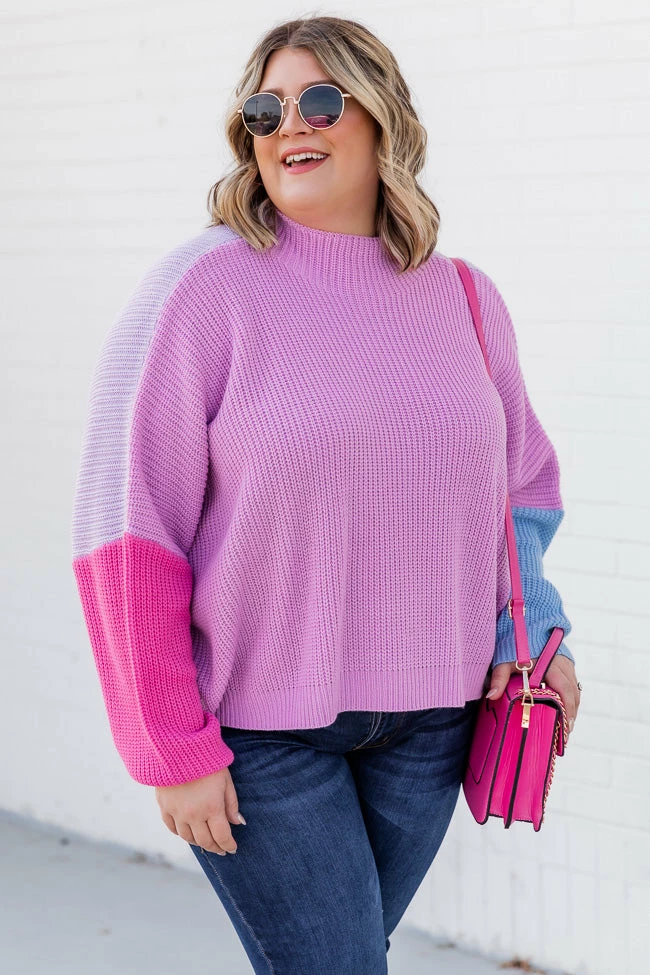 Best Sale π₯° Pink Lily See You Swoon Purple Colorblock Sweater π€© - Image 6