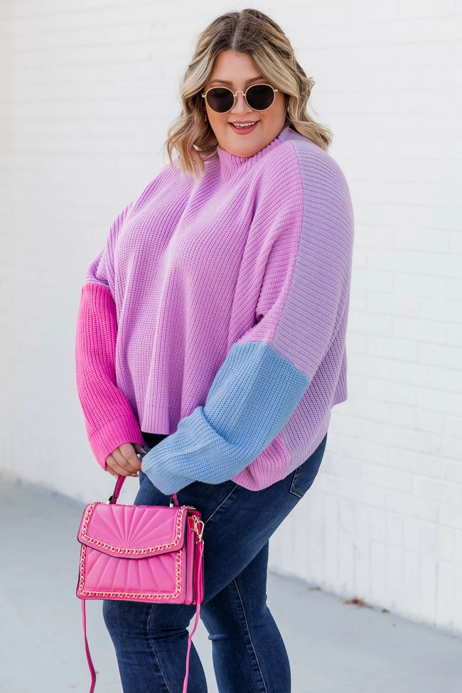 Best Sale π₯° Pink Lily See You Swoon Purple Colorblock Sweater π€© - Image 7