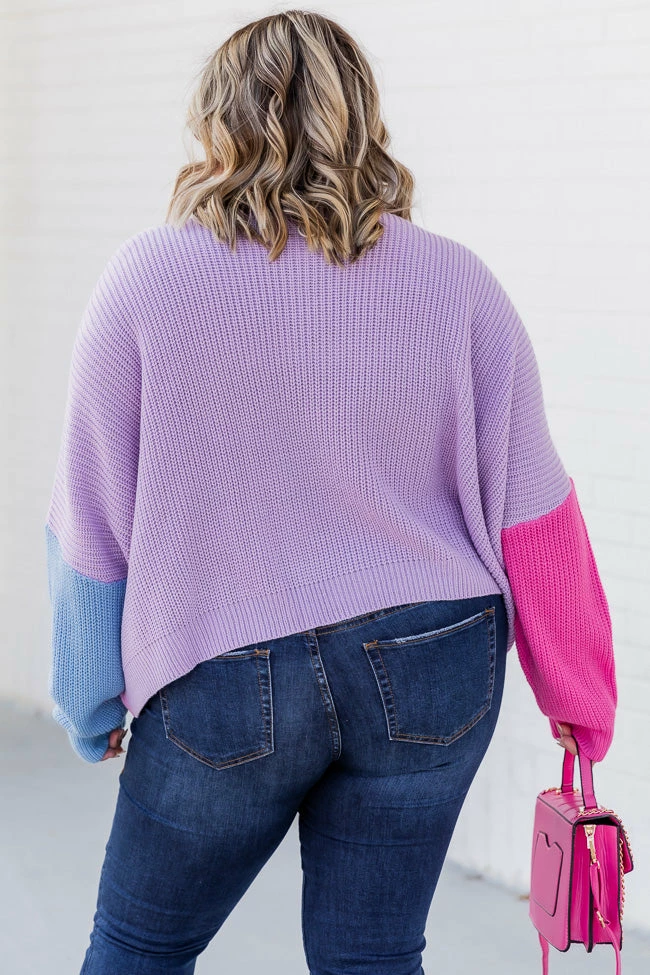 Best Sale π₯° Pink Lily See You Swoon Purple Colorblock Sweater π€© - Image 8