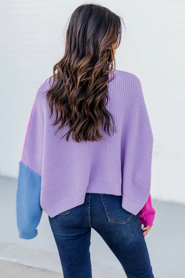 Best Sale π₯° Pink Lily See You Swoon Purple Colorblock Sweater π€© - Image 4