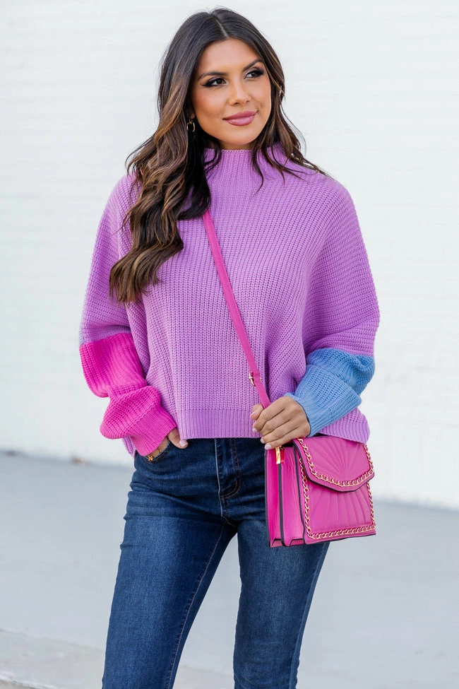 Best Sale π₯° Pink Lily See You Swoon Purple Colorblock Sweater π€© - Image 2