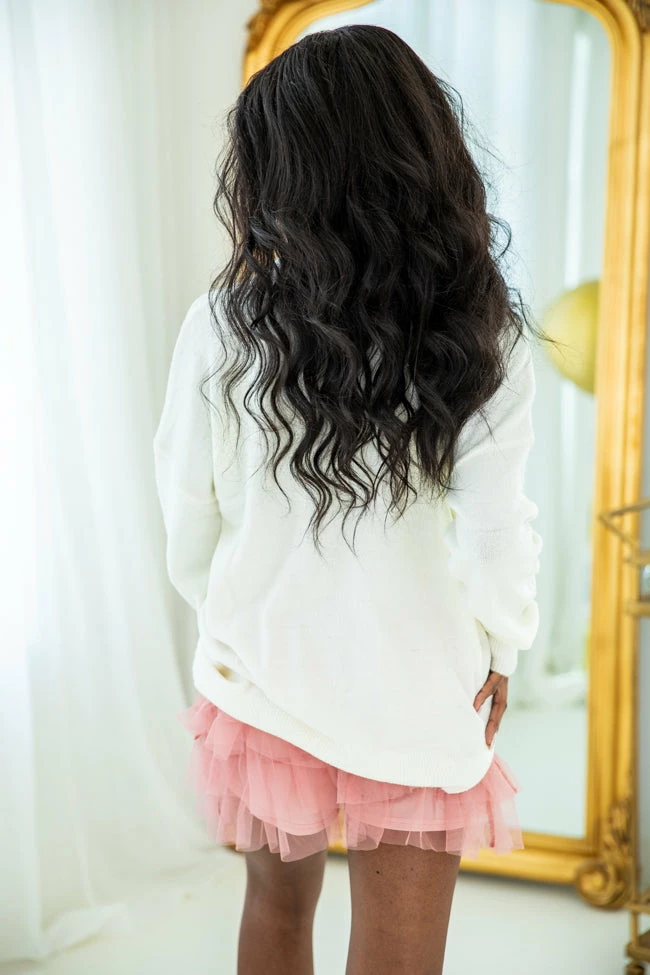 Best Pirce 👍 Pink Lily Long Story Short White Tencel Cheers Sweater 💯 - Image 6