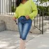Deals ❤️ Pink Lily Coming Out Strong Lime V-Neck Sweater 😉
