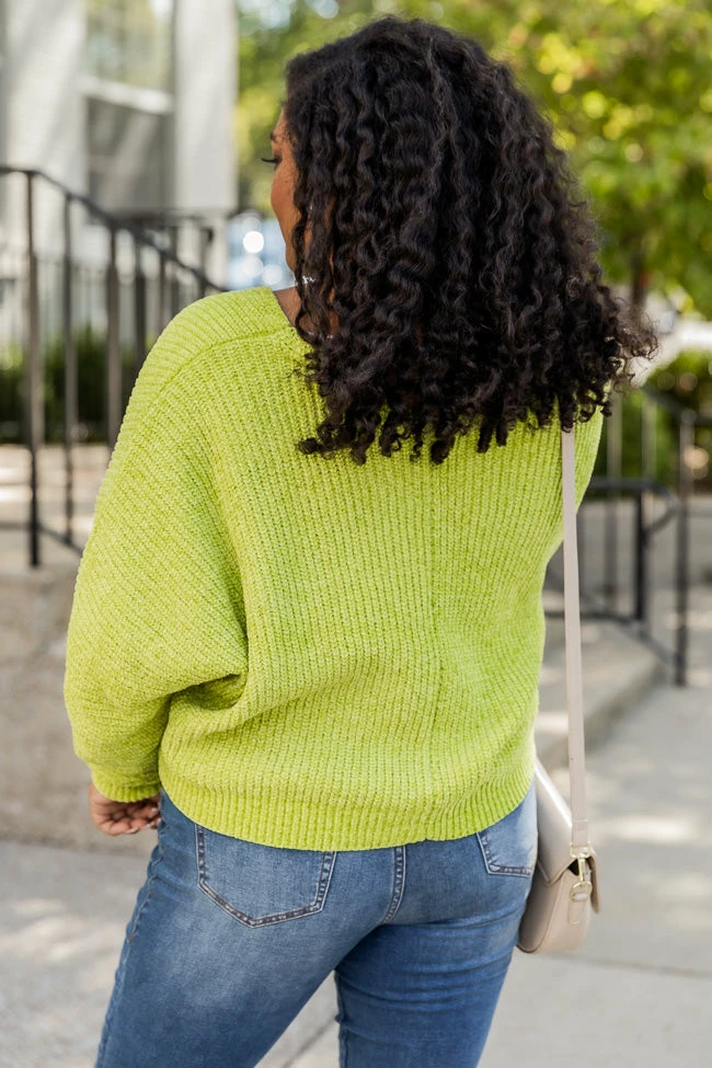 Deals โค๏ธ Pink Lily Coming Out Strong Lime V-Neck Sweater ๐ - Image 5