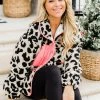 Promo 💯 Pink Lily All The Possibilities Pink Leopard Print Sherpa Jacket 🌟