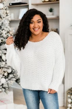 Top 10 🛒 Pink Lily These Hearts Adore Ivory Fuzzy Boatneck Sweater 🎁