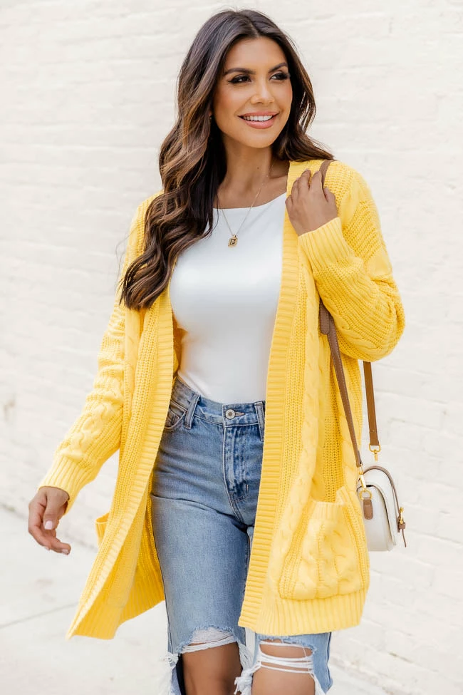 Outlet 𧨠Pink Lily Won't Change My Heart Yellow Cardigan βοΈ - Image 7