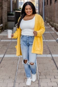 Outlet 🧨 Pink Lily Won't Change My Heart Yellow Cardigan ✔️