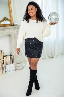 Top 10 🥰 Pink Lily The Lucky One Cream Fuzzy Boat Neck Sweater 🥰