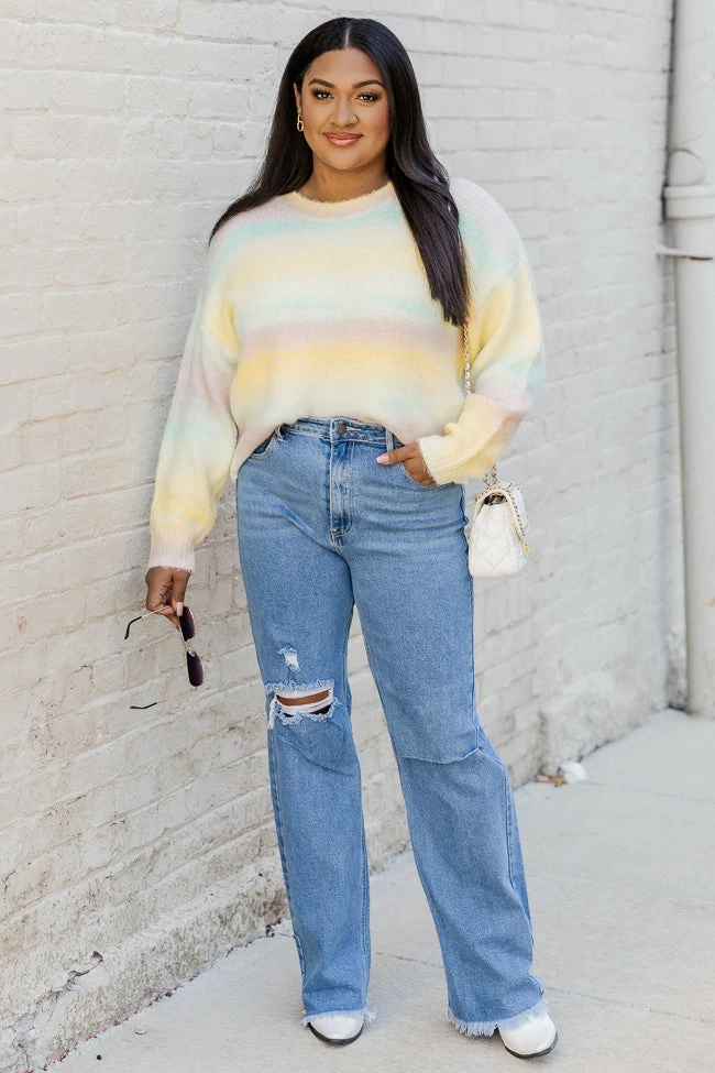 Budget π― Pink Lily Feel The Joy Yellow Ombre Sweater π - Image 5
