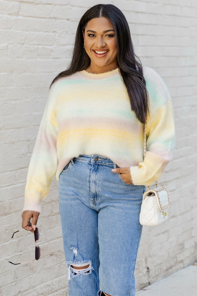 Budget π― Pink Lily Feel The Joy Yellow Ombre Sweater π - Image 6