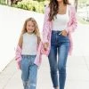 Discount 🥰 Pink Lily Make Time For Love Kids Pink Animal Print Pink Cardigan FINAL SALE 😍