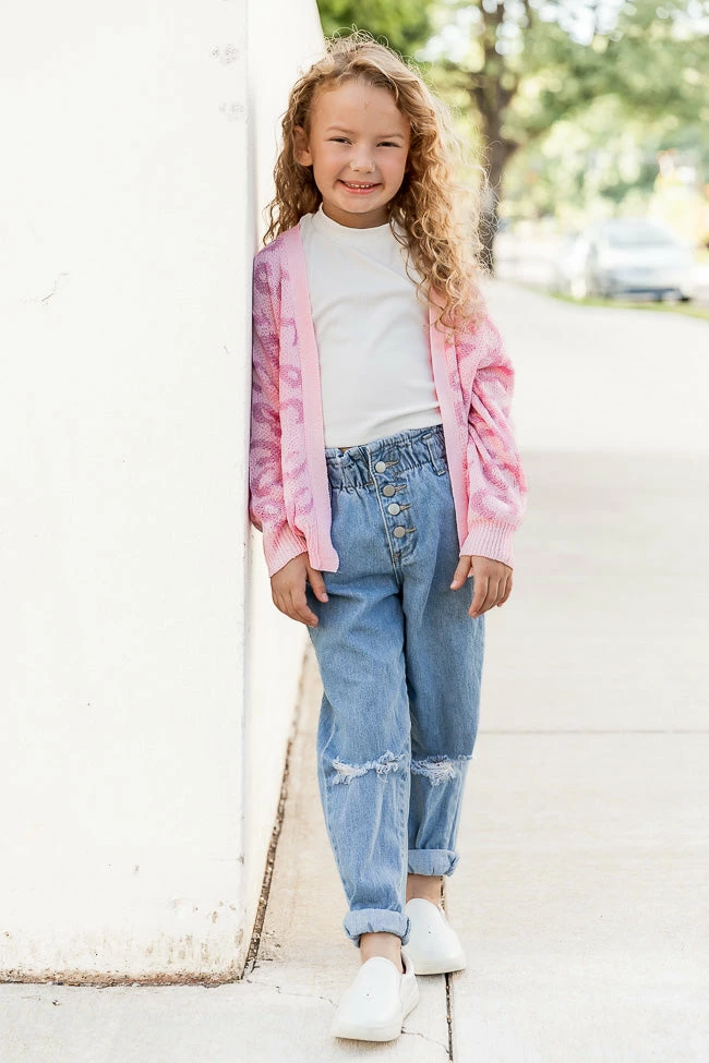 Discount π₯° Pink Lily Make Time For Love Kids Pink Animal Print Pink Cardigan FINAL SALE π - Image 2
