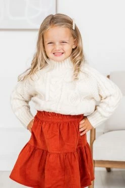 Wholesale ❤️ Pink Lily Snuggled In Kids Cream Mock Neck Cable Knit Sweater FINAL SALE 🥰