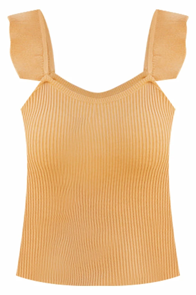 Budget 𧨠Pink Lily Crush On Colorful Mustard Ruffle Sleeve Sweater Tank FINAL SALE 𧨠- Image 16