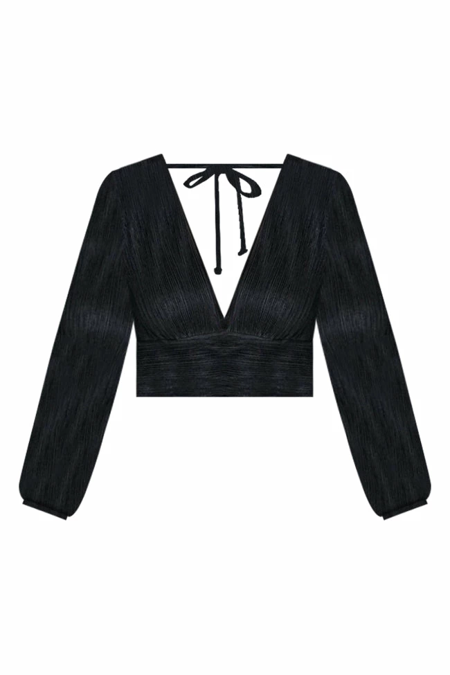 Flash Sale β¨ Pink Lily Don't Blame Me Black Shirred Shimmer Deep V Blouse π€© - Image 11