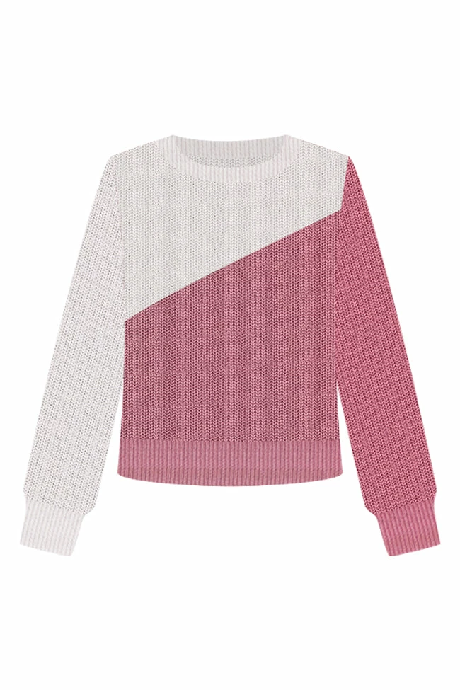 Cheapest ๐ Pink Lily Fond Of You Pink Colorblock Sweater โ๏ธ - Image 21